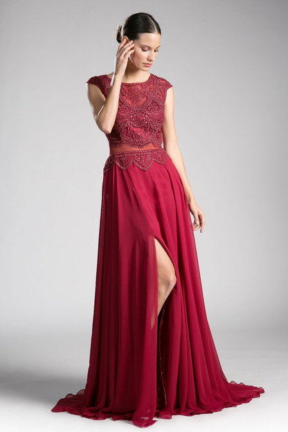 Beaded Lace Chiffon Dress