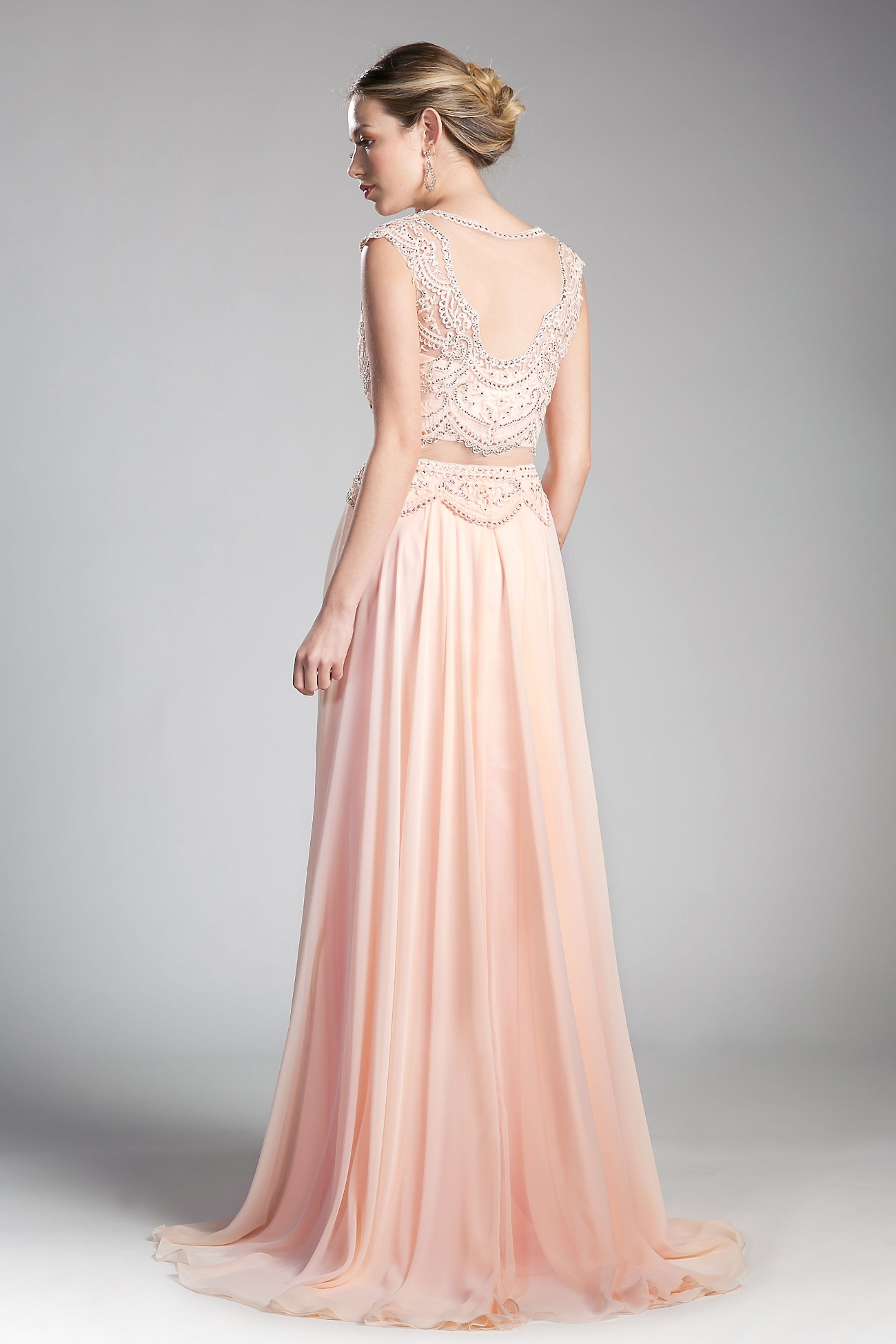 Beaded Lace Chiffon Dress