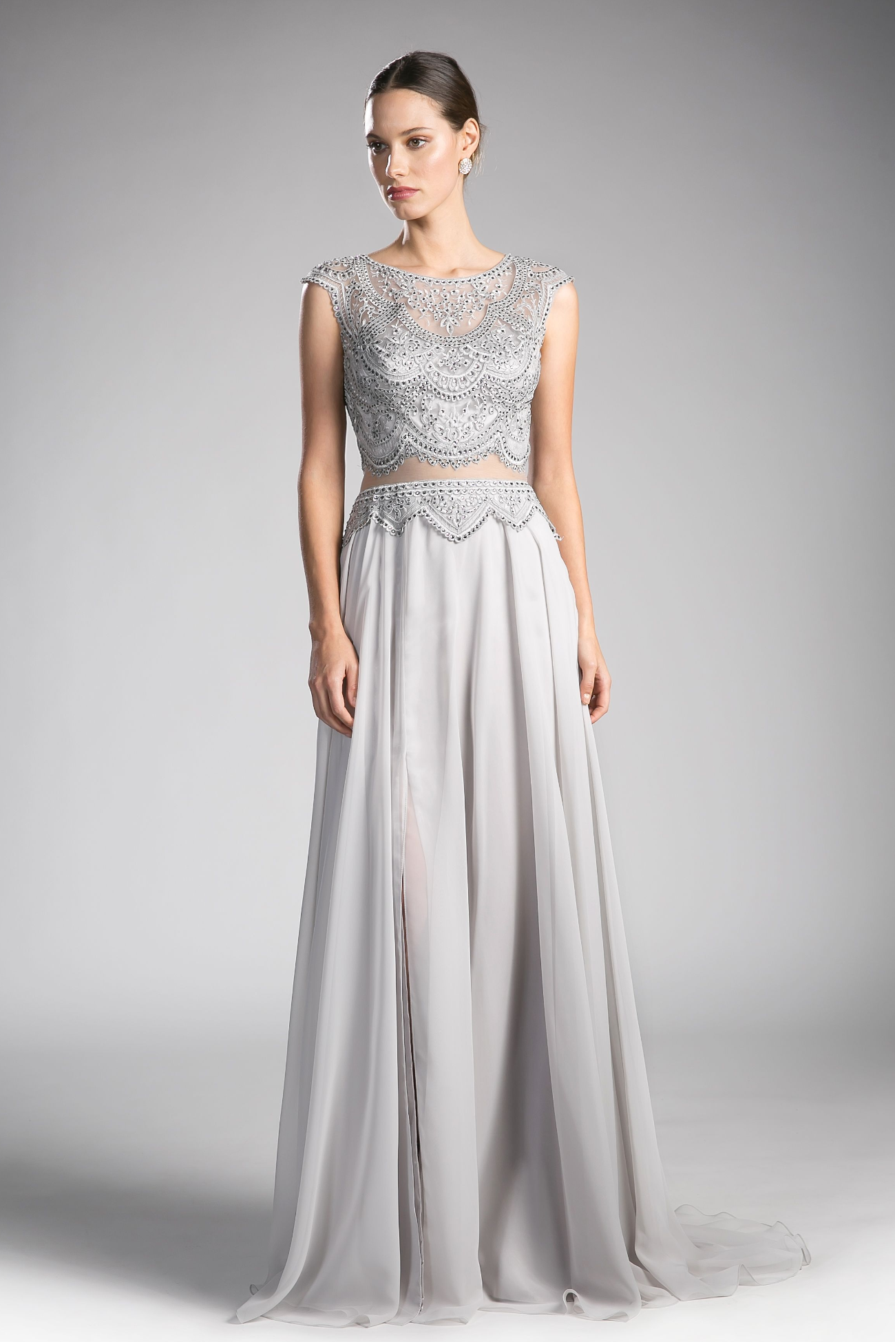 Beaded Lace Chiffon Dress