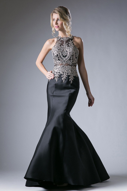 Fitted Mermaid Gown with Lace Halter Neckline