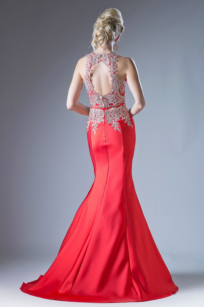 Fitted Mermaid Gown with Lace Halter Neckline