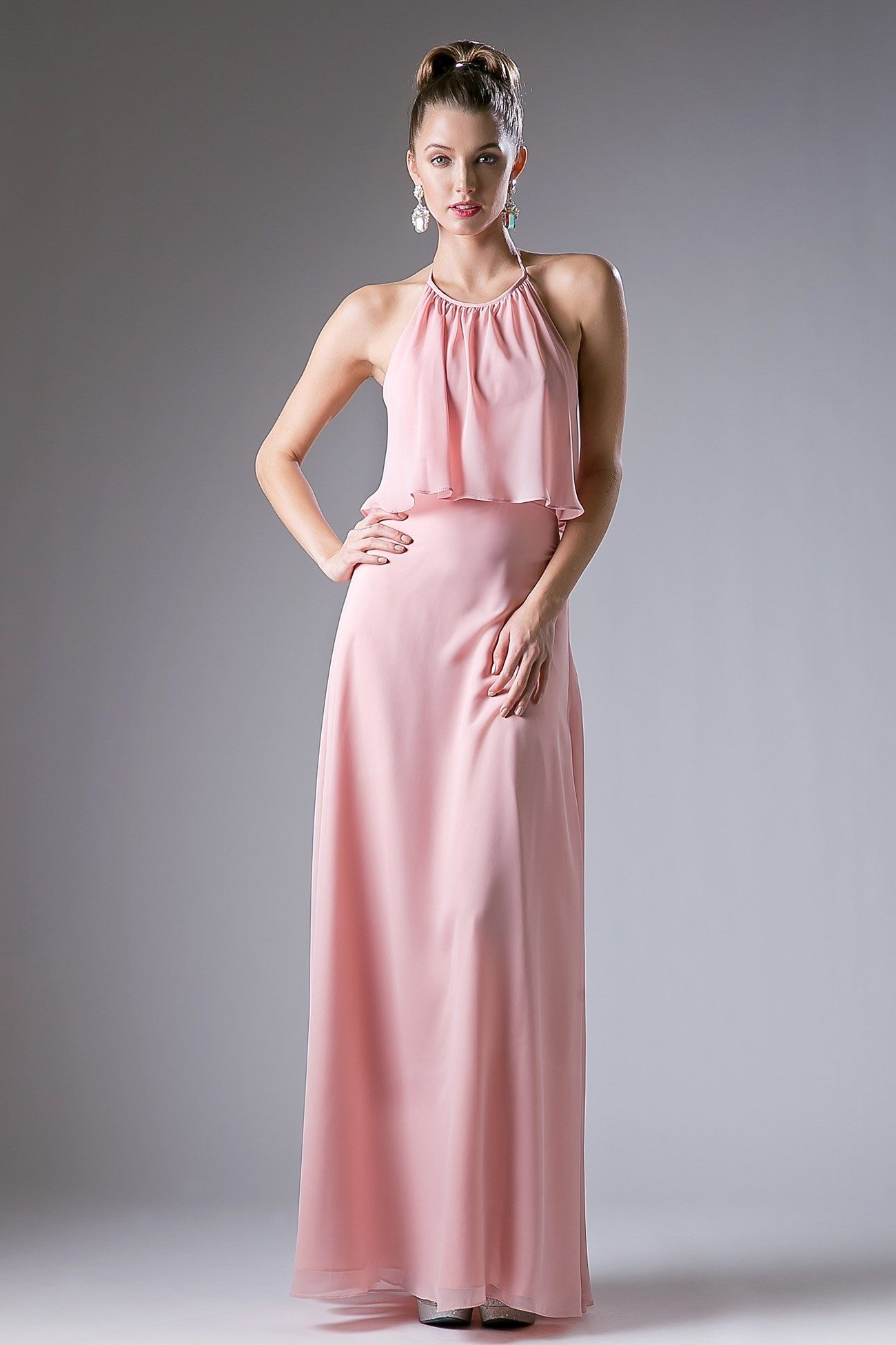 Long Halter Chiffon Dress