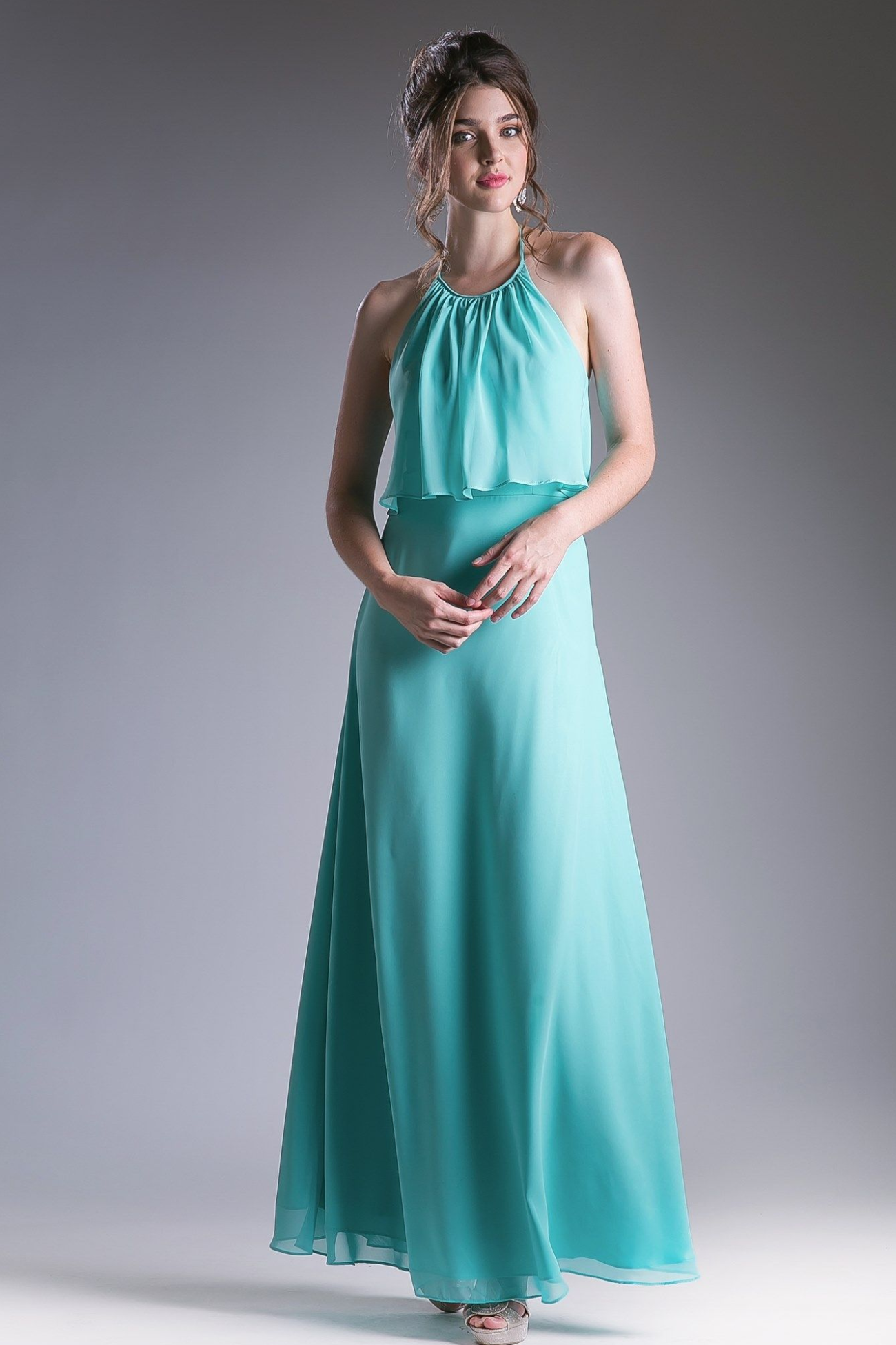 Long Halter Chiffon Dress