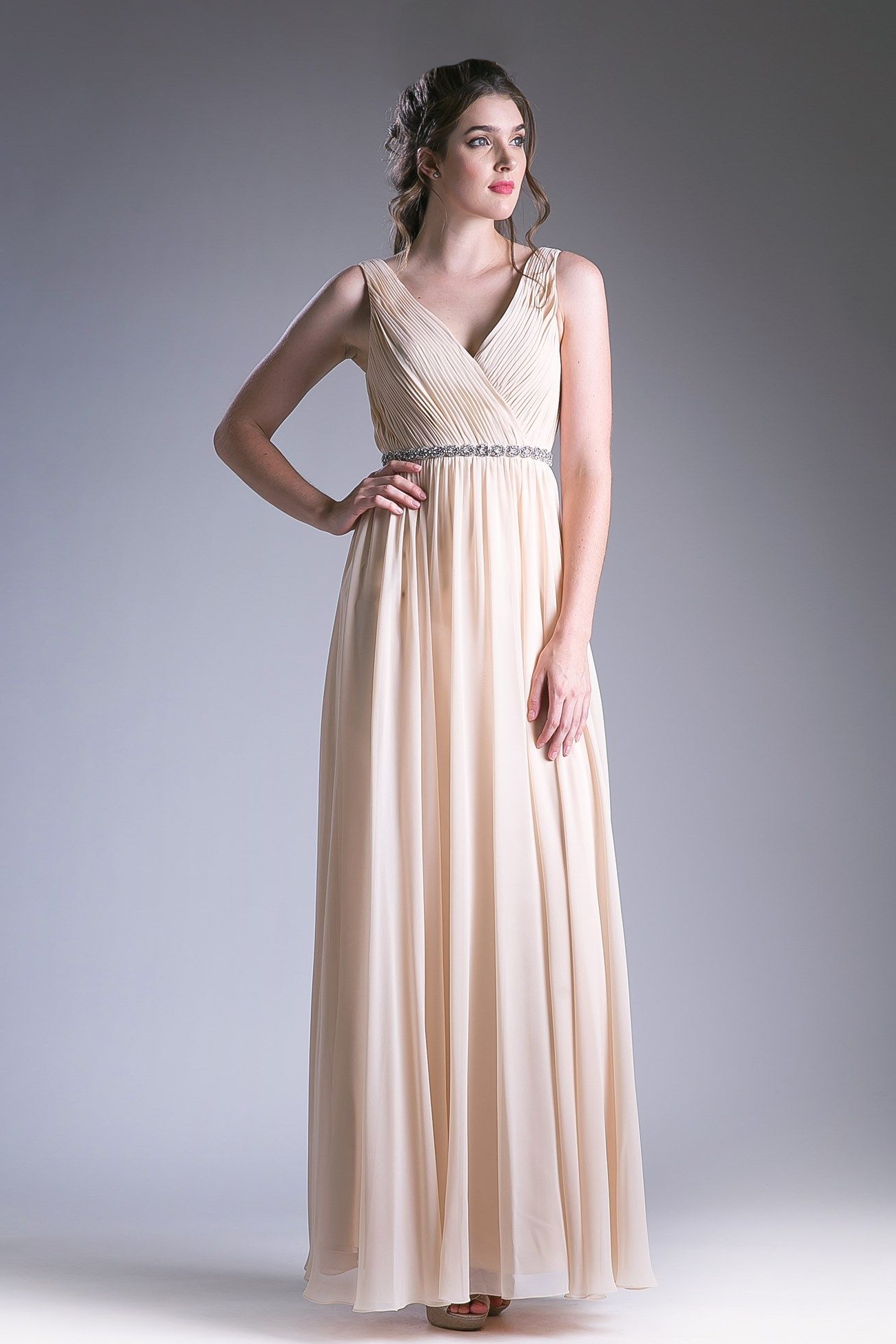 Beaded Belt Chiffon Empire Waist