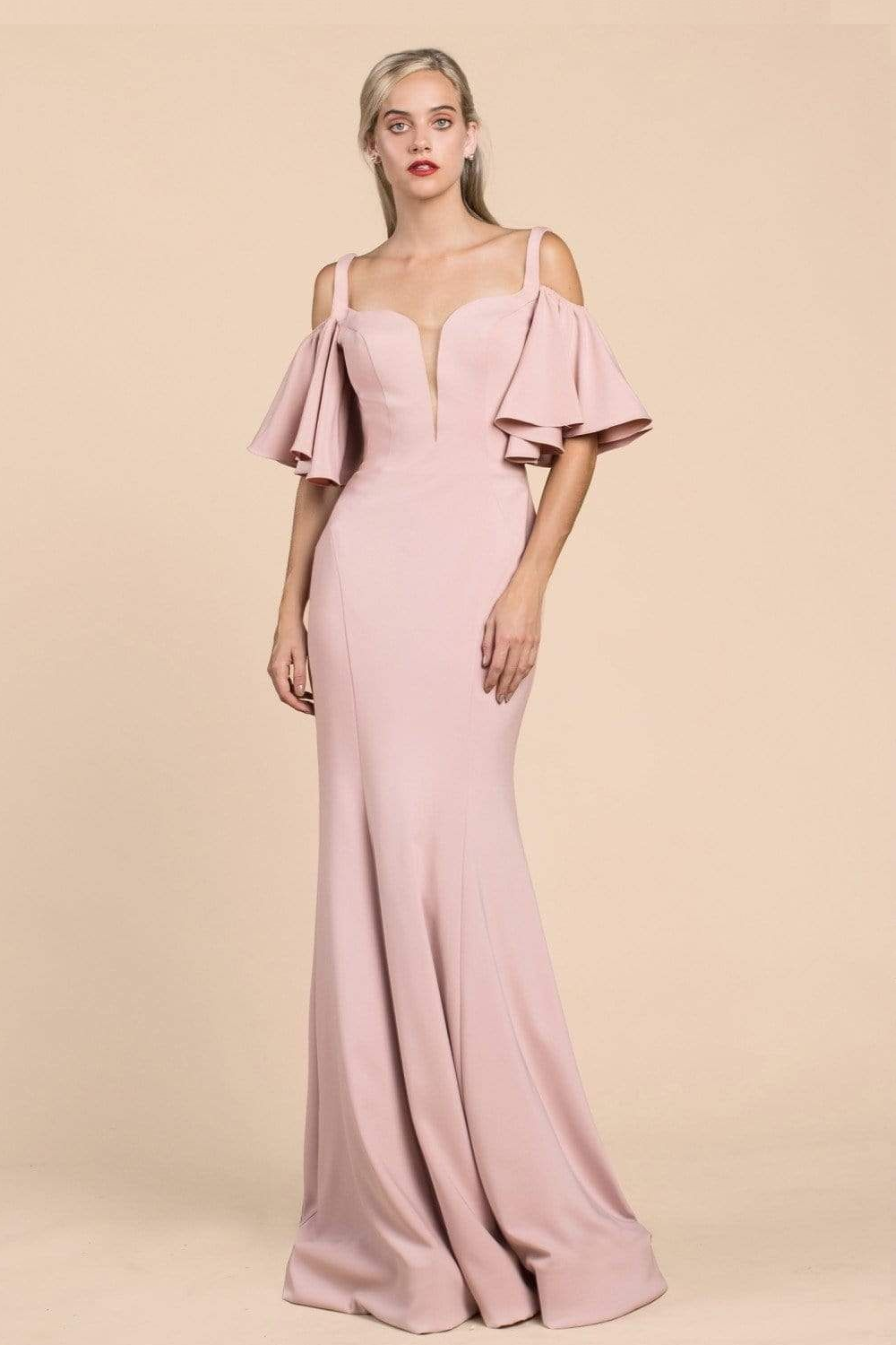 Long Square Neckline Evening Gown