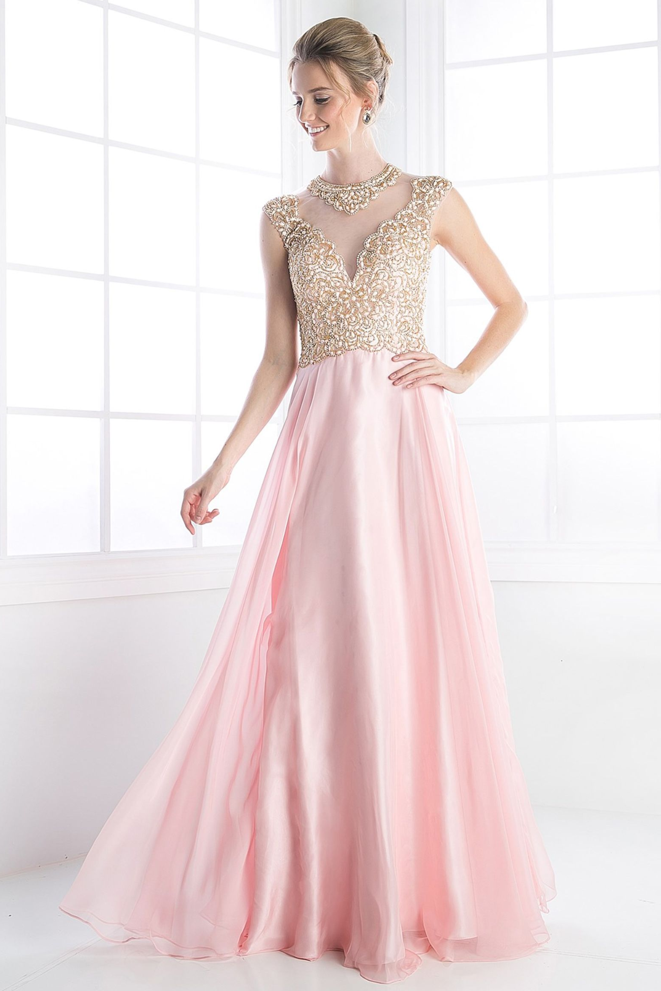 Illusion Jewel Neckline Gown