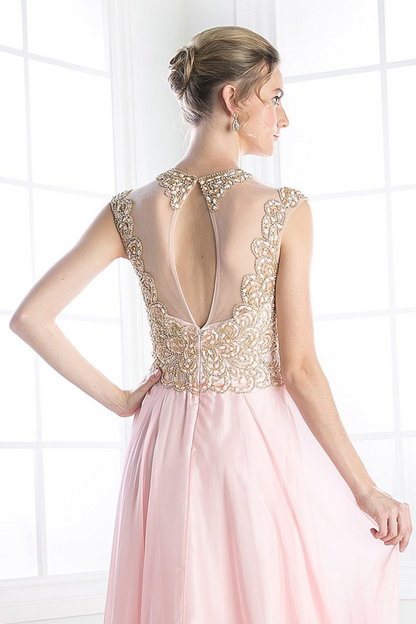 Illusion Jewel Neckline Gown