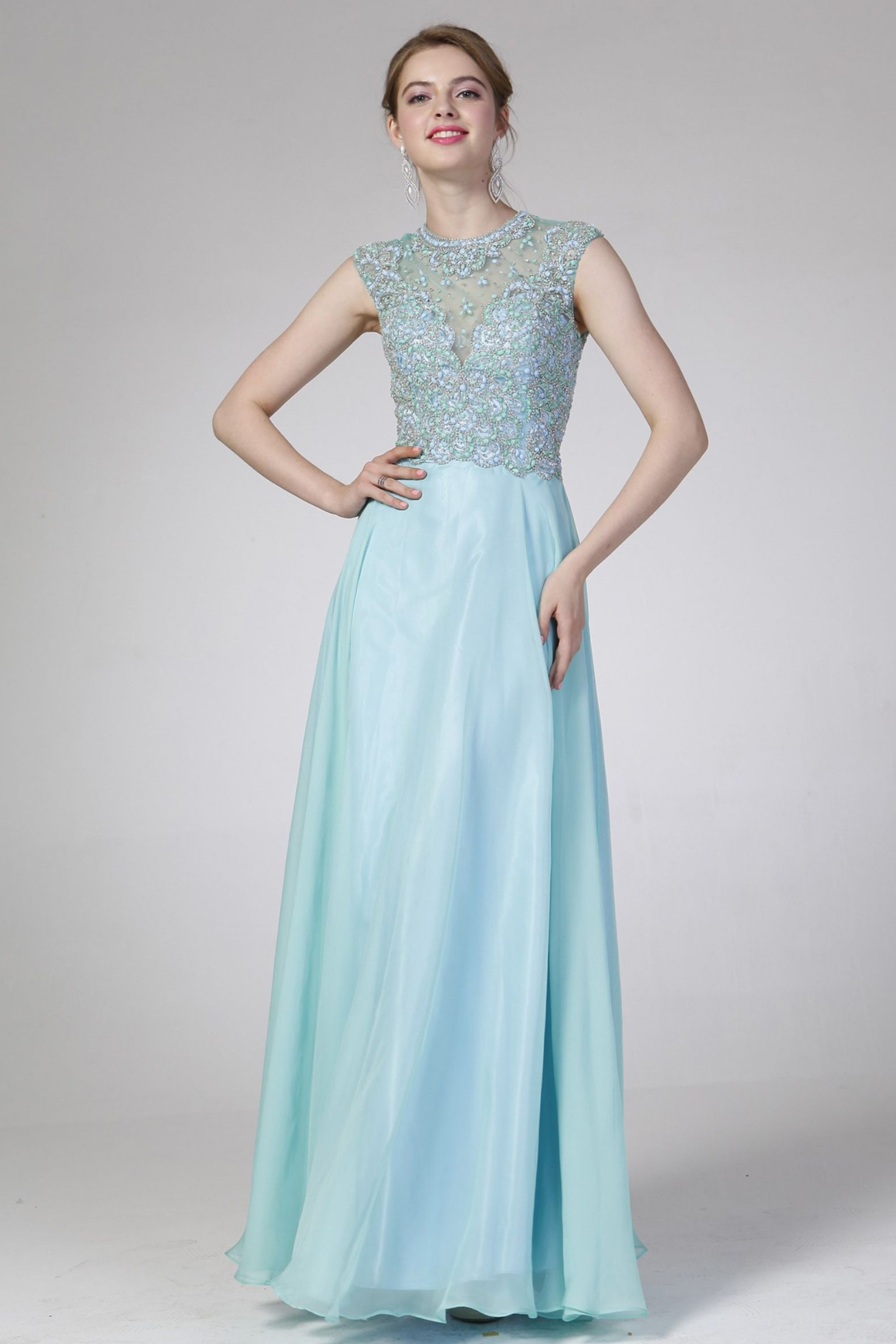 Illusion Jewel Neckline Gown