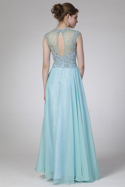 Illusion Jewel Neckline Gown