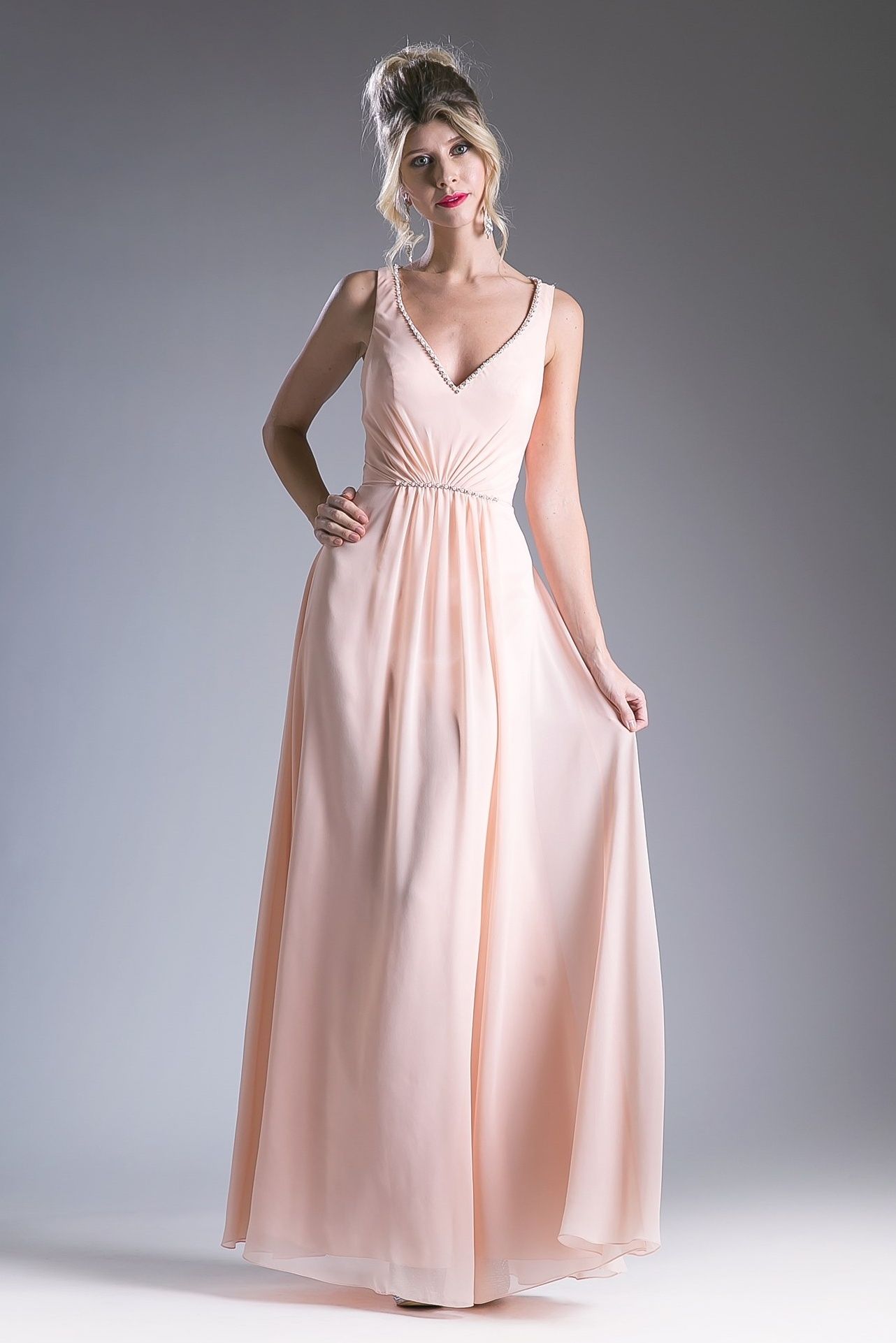 A-line dress with v-neck and straps on the back