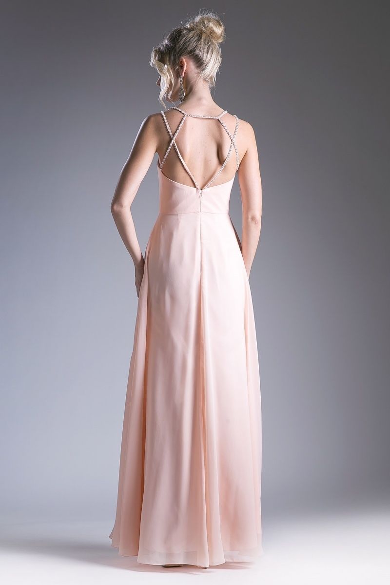 A-line dress with v-neck and straps on the back