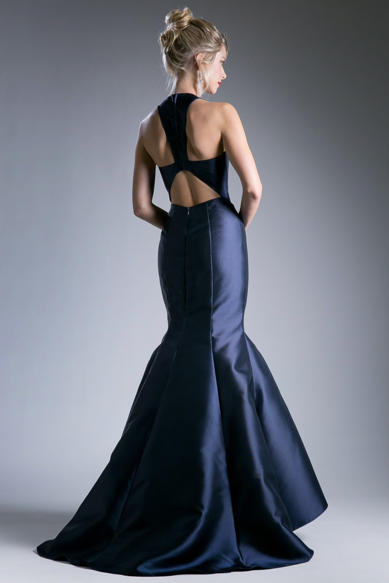 Fitted Mikado Mermaid Gown With Scoop Neckline and Razorback