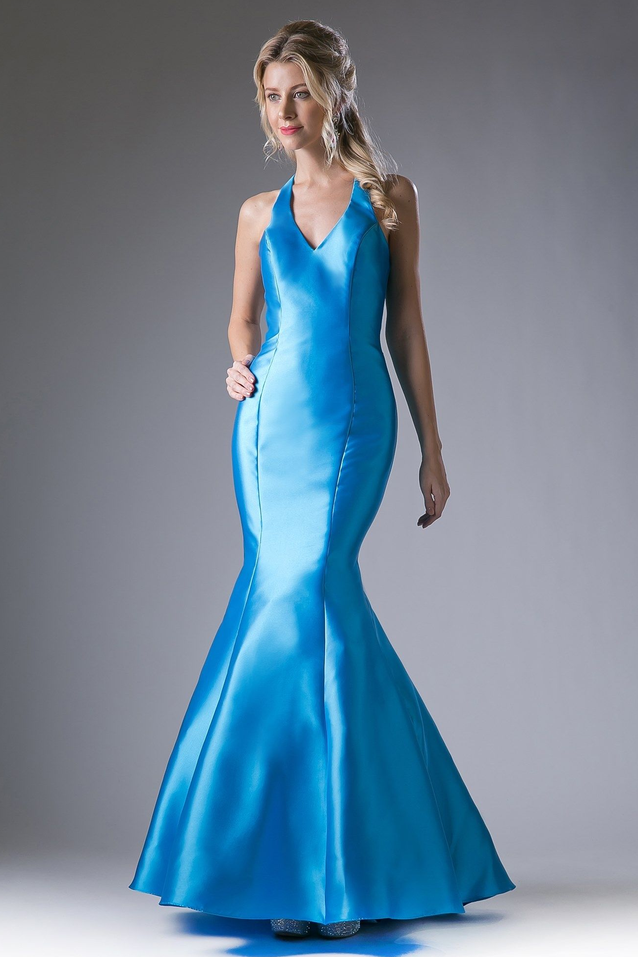 Fitted Mikado Mermaid Gown With Scoop Neckline and Razorback