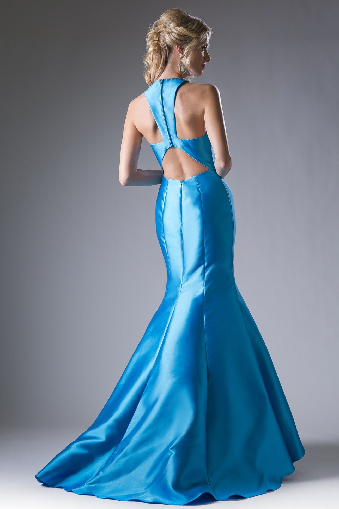 Fitted Mikado Mermaid Gown With Scoop Neckline and Razorback