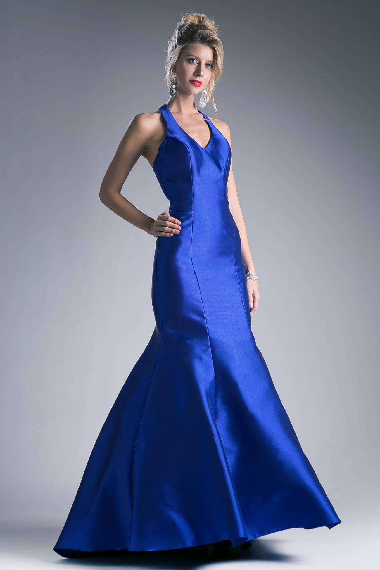 Fitted Mikado Mermaid Gown With Scoop Neckline and Razorback