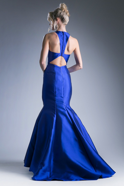 Fitted Mikado Mermaid Gown With Scoop Neckline and Razorback