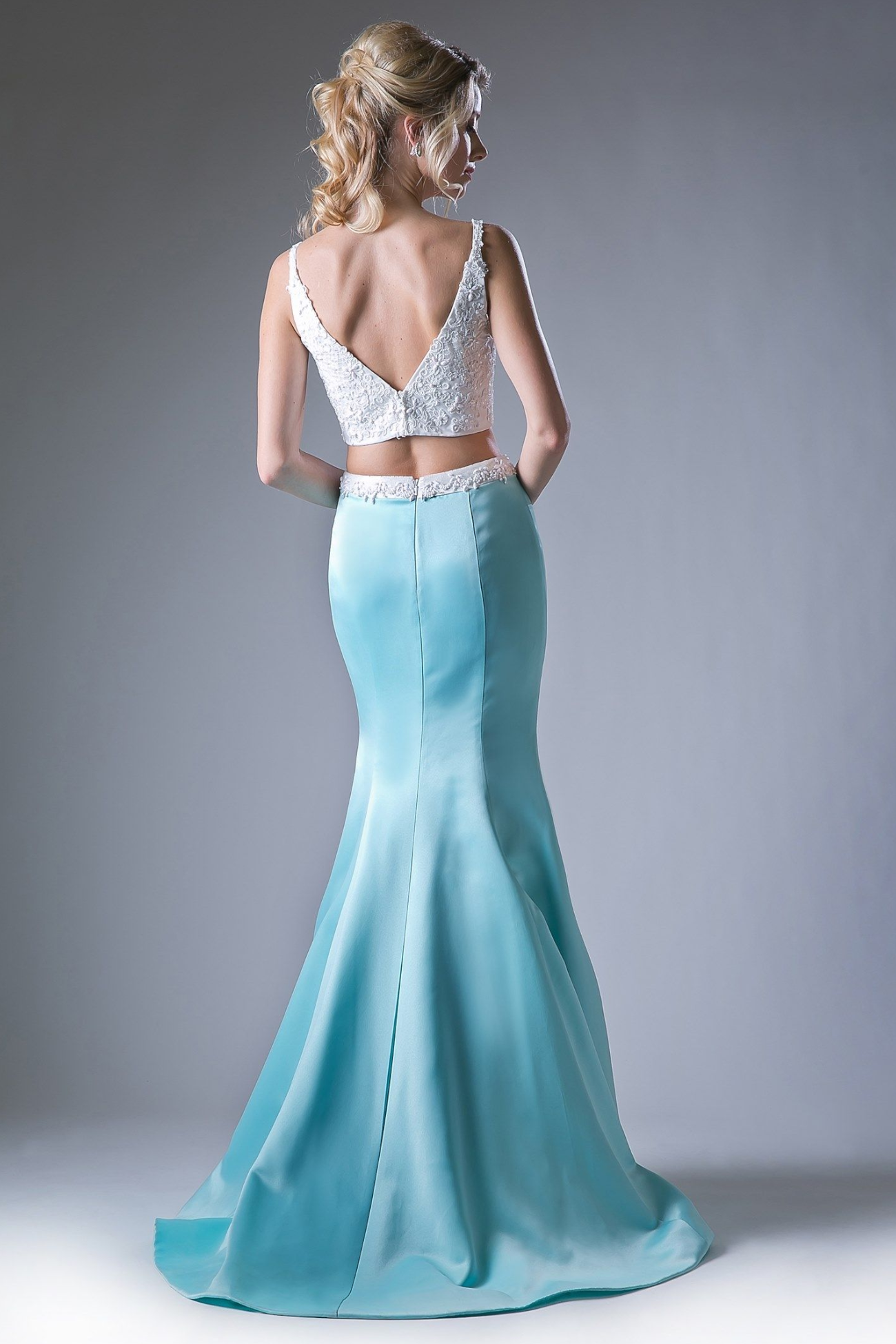 Two-Piece Long Gown with Embroidery