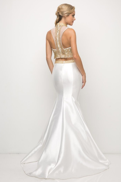 Beaded Bodice 2 Piece Mermaid Gown