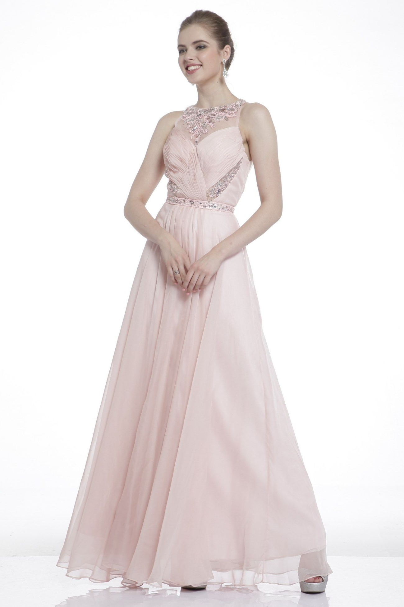 A-Line Gown with Delicate Jewel Neckline