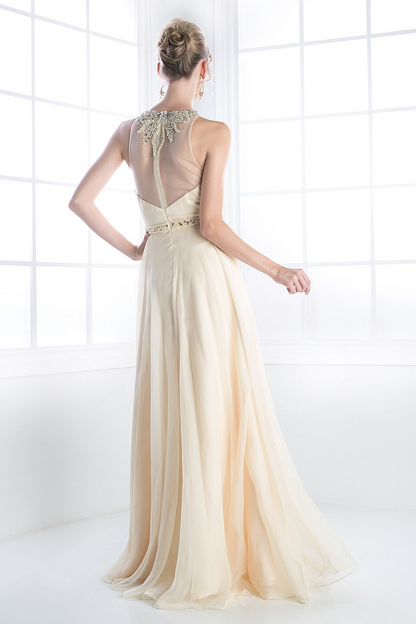 A-Line Gown with Delicate Jewel Neckline