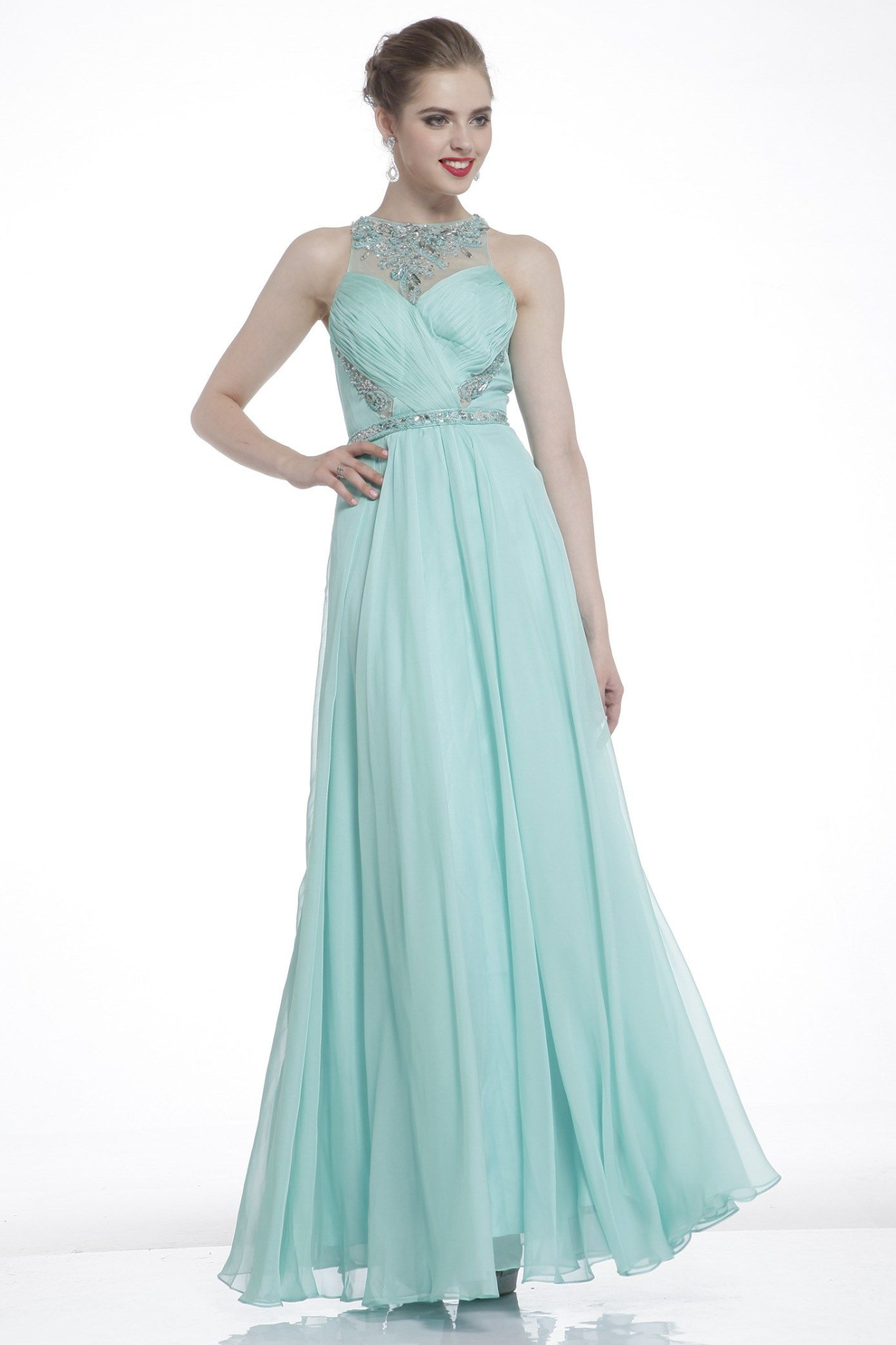 A-Line Gown with Delicate Jewel Neckline