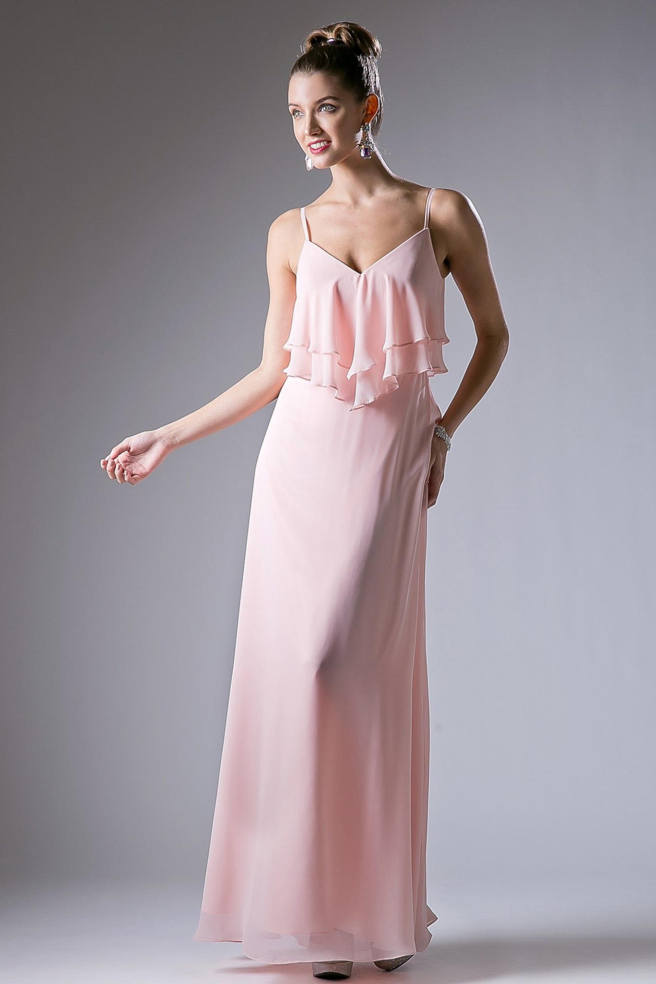 Chiffon Sheath Dress with a V Neckline