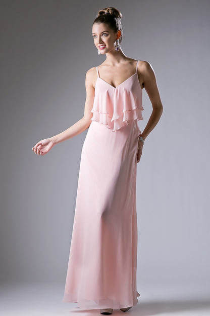 Chiffon Sheath Dress with a V Neckline