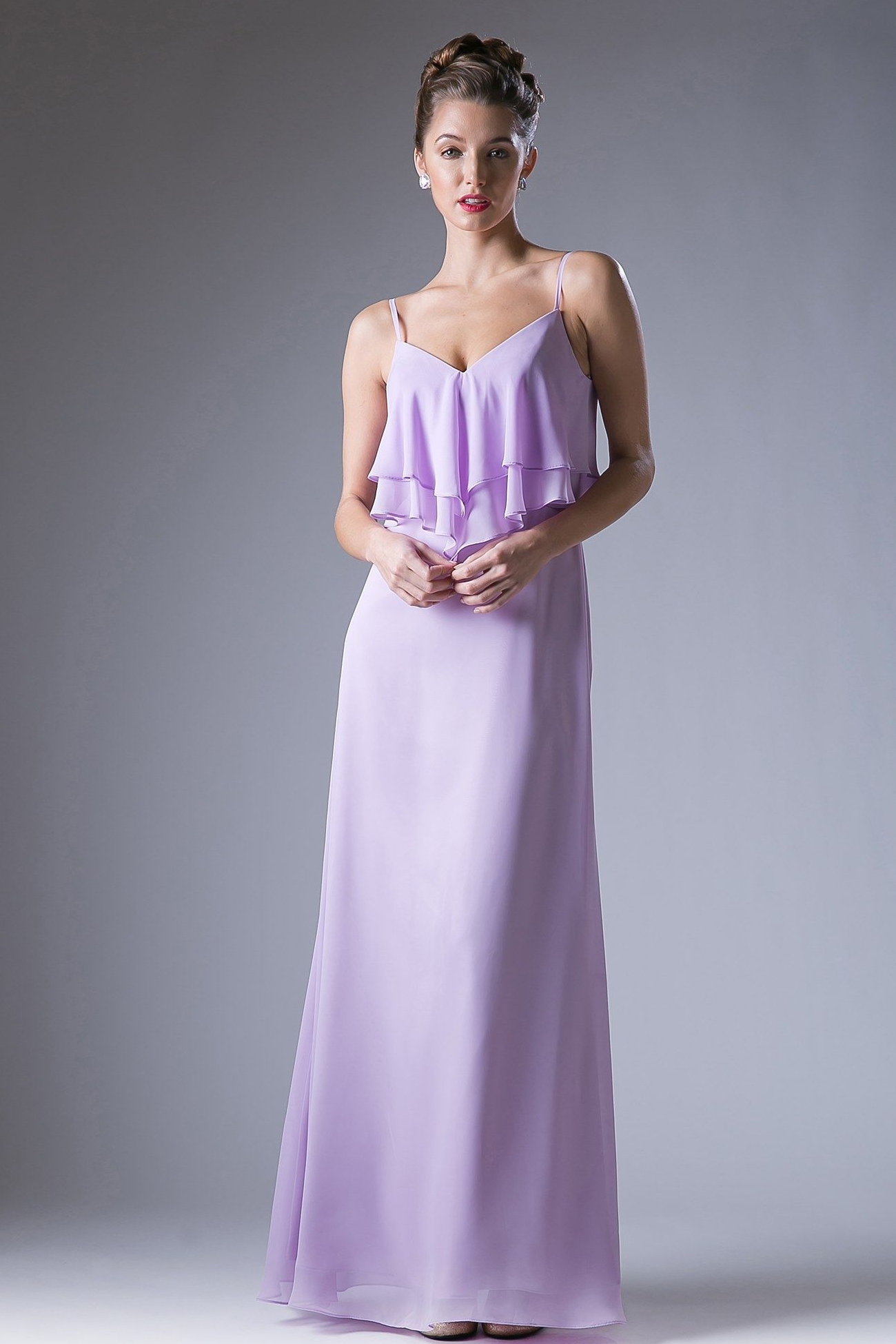 Chiffon Sheath Dress with a V Neckline