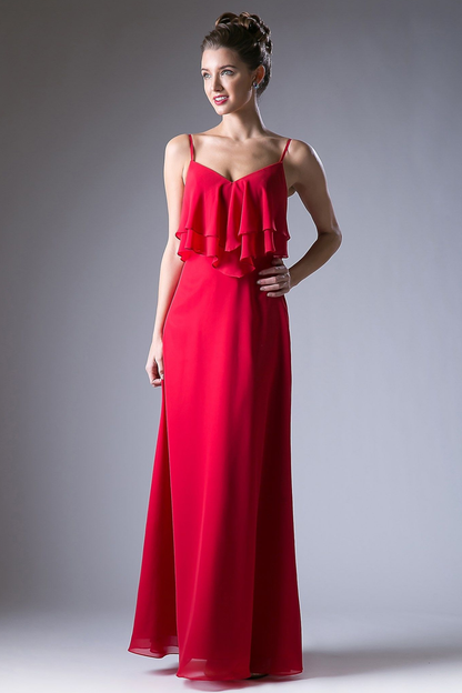 Chiffon Sheath Dress with a V Neckline