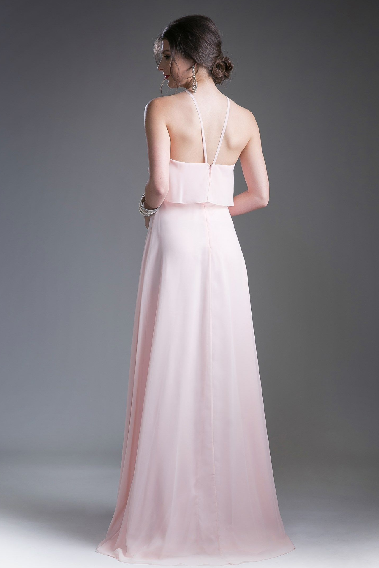 Soft Chiffon Gown with a Halter Neckline