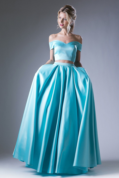 Off Shoulder Gown with a Ball Gown Skirt