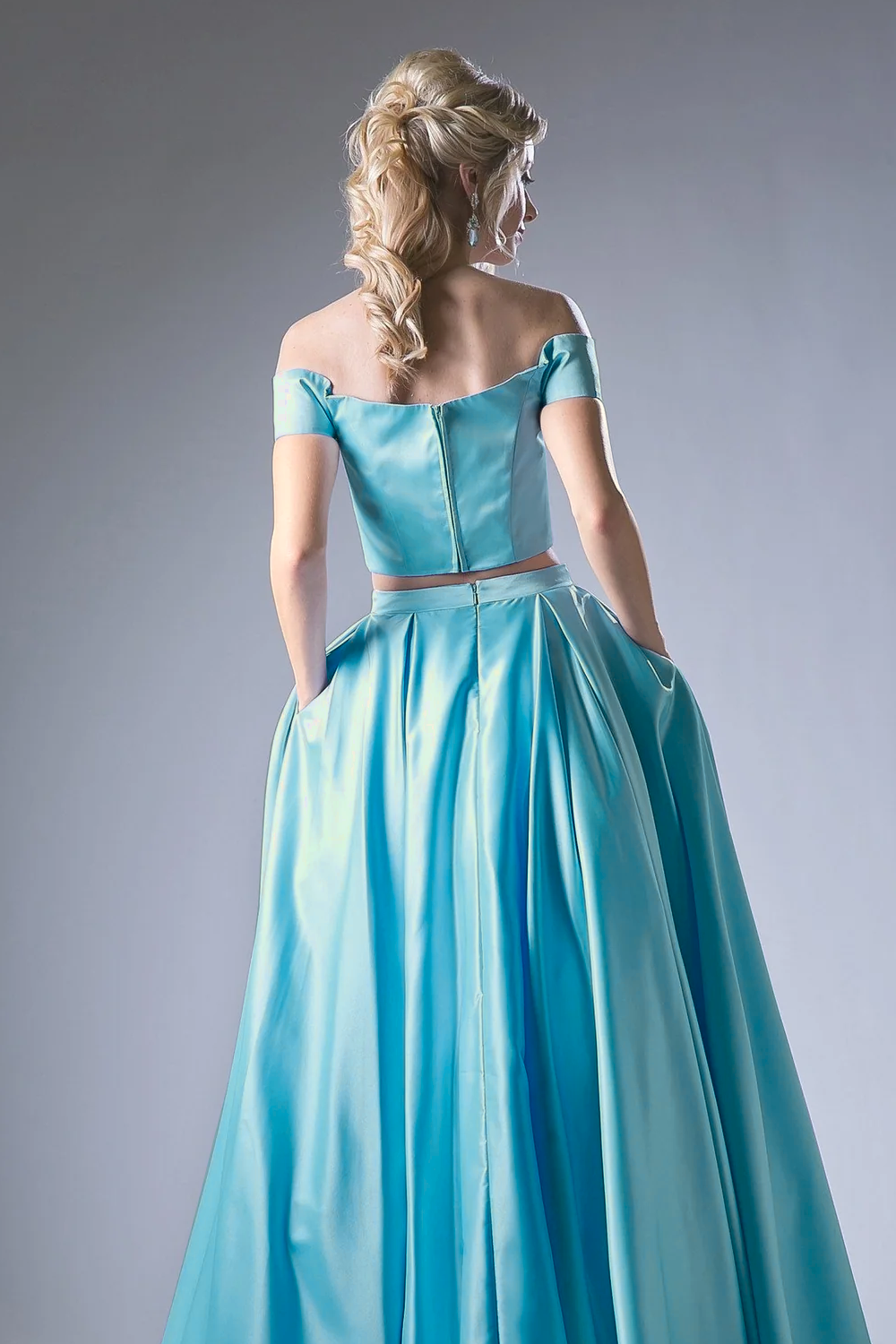 Off Shoulder Gown with a Ball Gown Skirt