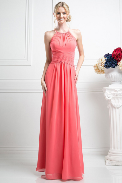 Chiffon Empire Waist Dress With Crisscross Waistband