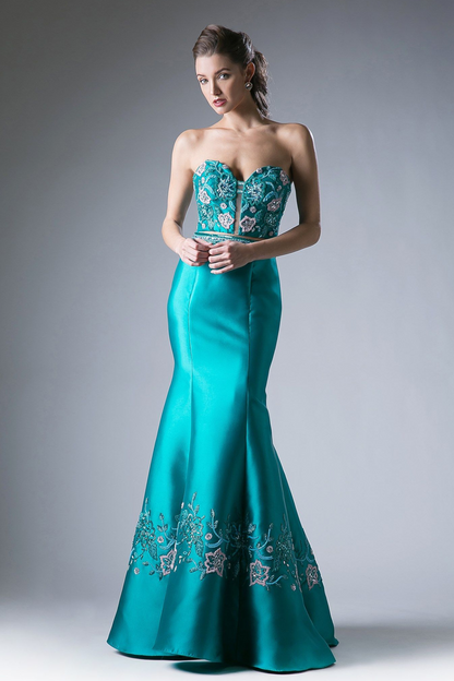 Beaded Satin Mermaid Gown