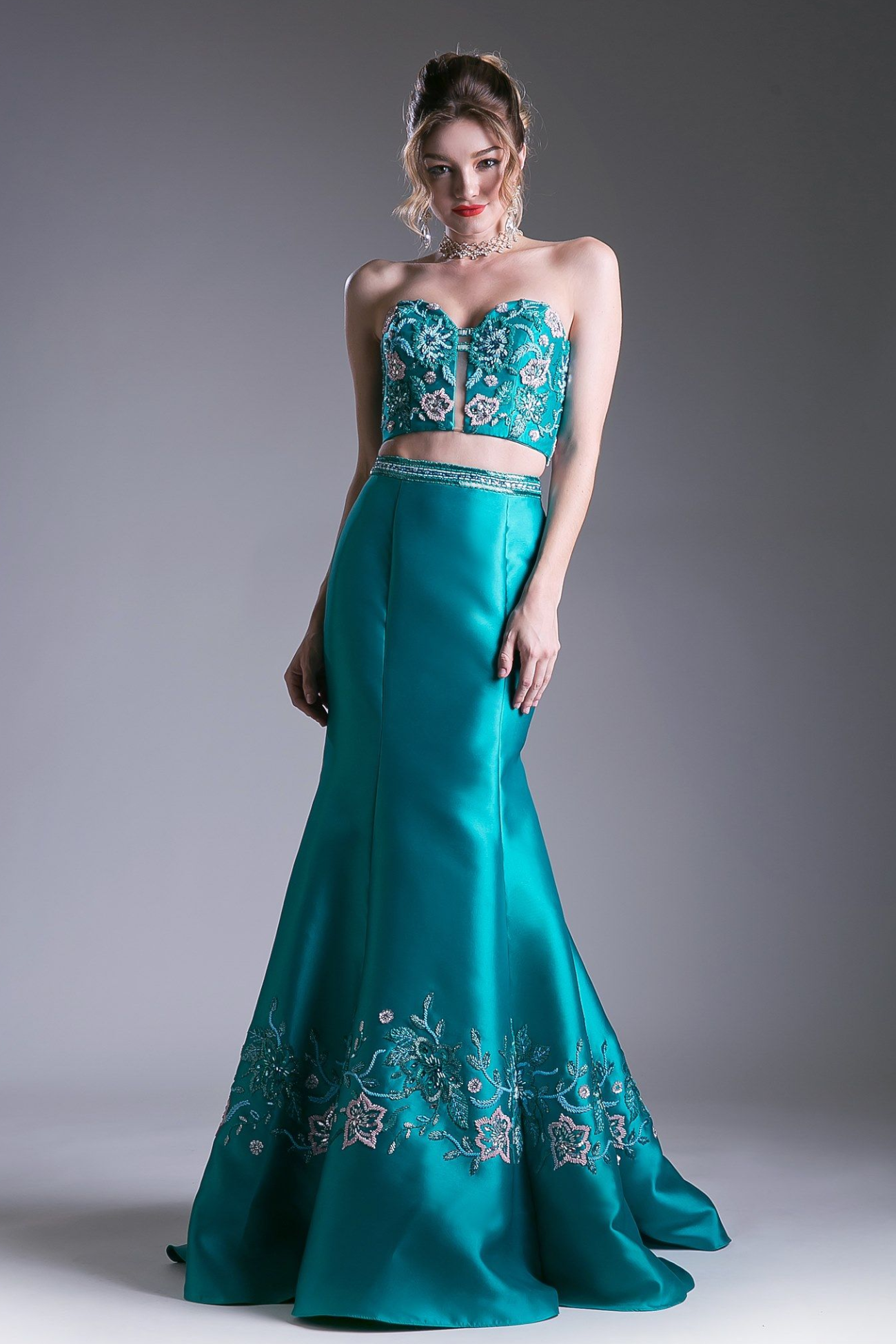 Beaded Satin Mermaid Gown