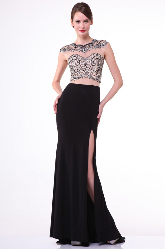 Illusion Bodice and Neckline with Cap Sleeves