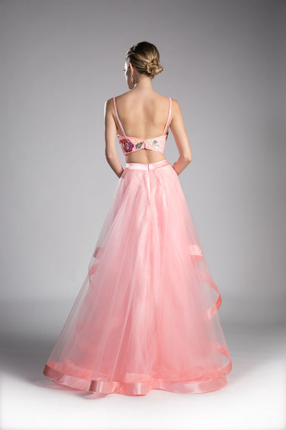 Beaded 2 Piece Tulle Gown