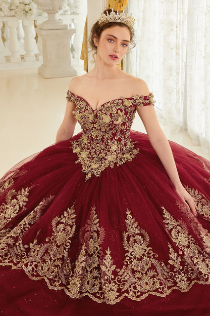 Layered Lace Quinceanera Ball Gown