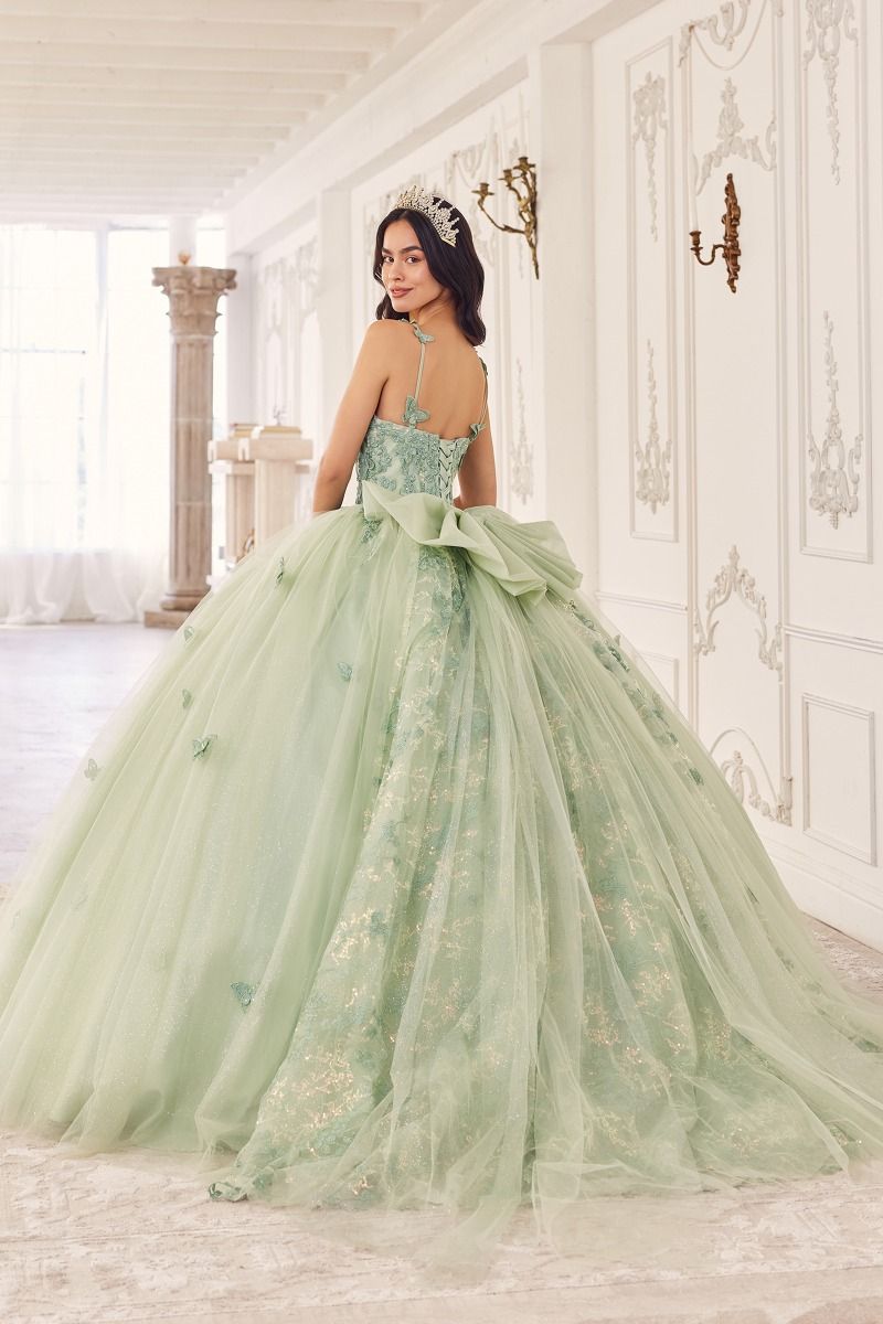 Sage Layered Tulle Ball Gown