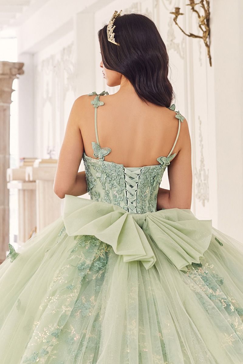 Sage Layered Tulle Ball Gown