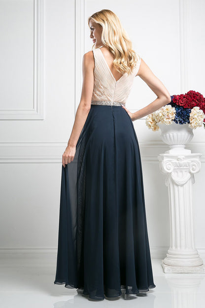 Beaded Belt Chiffon A - Line Dress