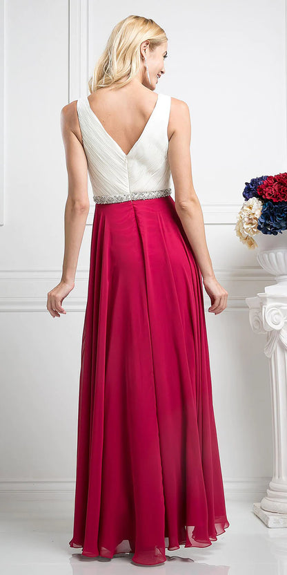 Beaded Belt Chiffon A - Line Dress