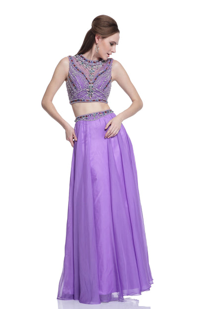 Beaded 2 Piece Chiffon Dress