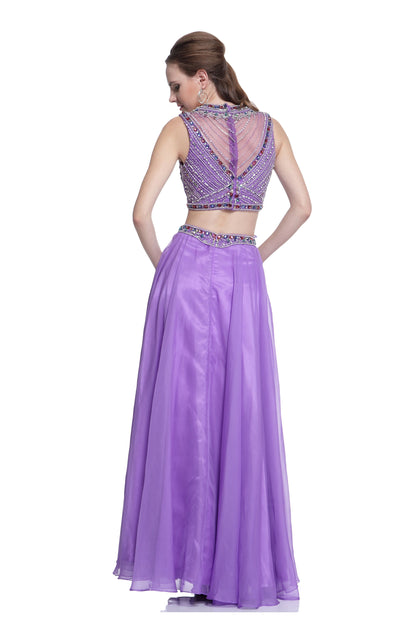 Beaded 2 Piece Chiffon Dress