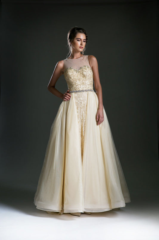 Princess dress with illusion sweetheart neckline