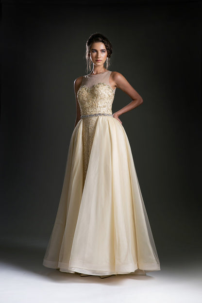 Princess dress with illusion sweetheart neckline