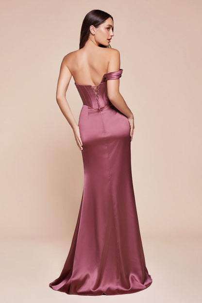 One Shoulder Satin Corset Gown