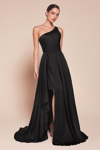 One Shoulder Satin A-Line Dress