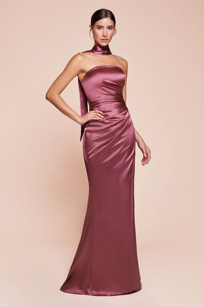 Strapless Satin Dress & Sash