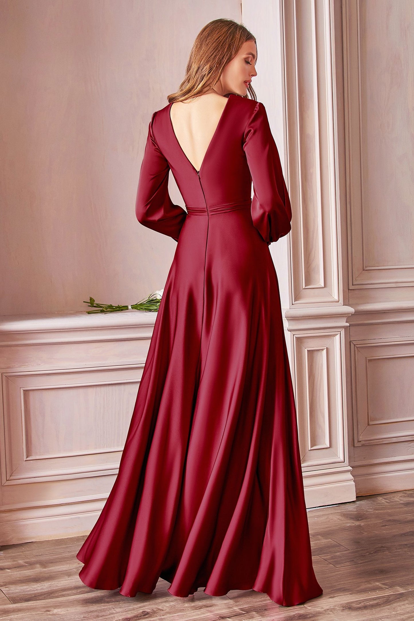 Long Sleeve Satin Dress